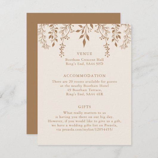 Hangende Bloemen Foliage Warm Romantisch Boho Deta Informatiekaartje (Voorkant / Achterkant)