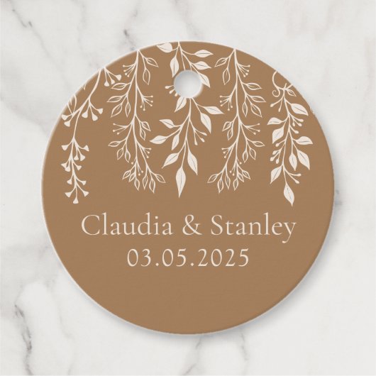 Hangende bloemen loof warm romantisch boho aards bedankjes labels (Voorkant)