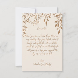 Hangende bloemen loof warm romantisch boho aards bedankkaart