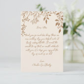 Hangende bloemen loof warm romantisch boho aards bedankkaart (Staand voorkant)