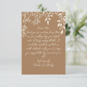 Hangende bloemen loof warm romantisch boho aards bedankkaart (Staand voorkant)