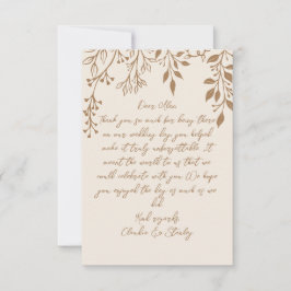 Hangende bloemen loof warm romantisch boho aards bedankkaart