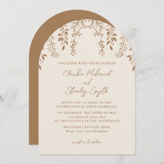 Hangende bloemen loof warm romantisch boho aards kaart (Voorkant / Achterkant)