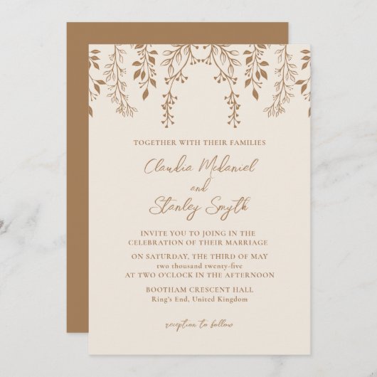 Hangende bloemen loof warm romantisch boho aards kaart (Voorkant / Achterkant)