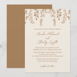Hangende bloemen loof warm romantisch boho aards kaart