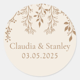 Hangende bloemen loof warm romantisch boho aards ronde sticker