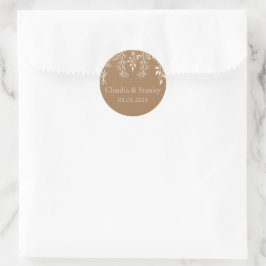 Hangende bloemen loof warm romantisch boho aards ronde sticker