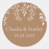 Hangende bloemen loof warm romantisch boho aards ronde sticker (Voorkant)