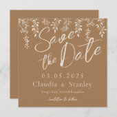 Hangende bloemen loof warm romantisch boho aards save the date (Voorkant / Achterkant)