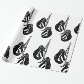  hangende bokshandschoenen Retro Fighter Cadeaupapier (Uitgerold)