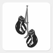 hangende bokshandschoenen Retro Fighter Vierkante Sticker (Voorkant)