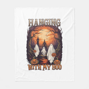 Hangende Boo Halloween Geesten Pompoenen Volle Maa Fleece Deken