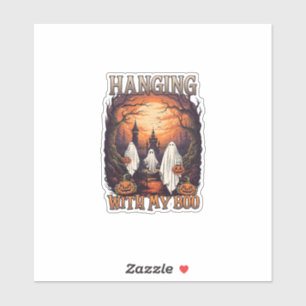 Hangende Boo Halloween Geesten Pompoenen Volle Maa Sticker