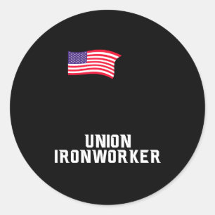 Hangende en knallende Union Iron Worker Ronde Sticker