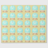 Hangende gloeilamp sneeuw wereldbol schattig geel  cadeaupapier (Vlak)