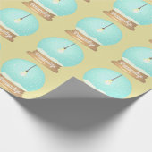 Hangende gloeilamp sneeuw wereldbol schattig geel  cadeaupapier (Hoek)