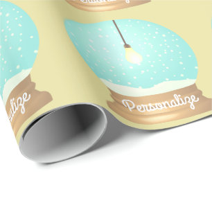 Hangende gloeilamp sneeuw wereldbol schattig geel  cadeaupapier