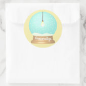 Hangende gloeilamp wereldbol blauw geel ronde sticker (Tas)