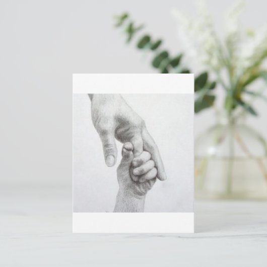 Hangende handen briefkaart (Staand voorkant)