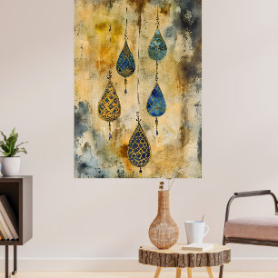 Hangende hangers in een artistieke stijl die doet poster