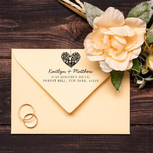 Hangende Hart Boom Bruiloft Retouradres Zelfinktende Stempel