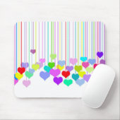 Hangende harten op wit muismat (Met muis)