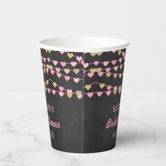 Hangende Hartjes Bruiloft Feest Papieren Bekers (Rechts)
