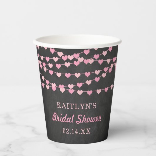 Hangende Hartjes Bruiloft Feest Papieren Bekers (Voorkant)