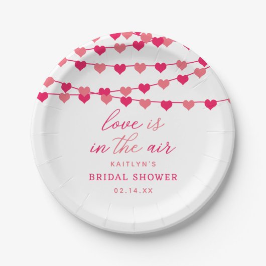 Hangende Hartjes Bruiloft Feest Papieren Bordje (Voorkant)