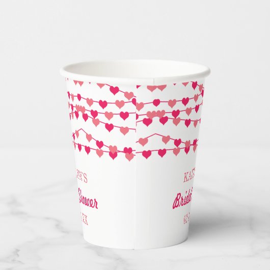 Hangende Hartjes Bruiloft Papieren Bekers (Rechts)