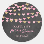 Hangende Hartjes Bruiloft Ronde Sticker (Voorkant)