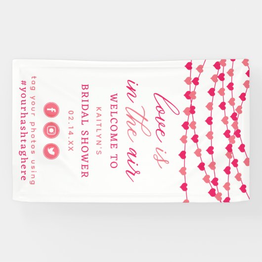 Hangende Hartjes Bruiloft Welcome Spandoek (Horizontaal)