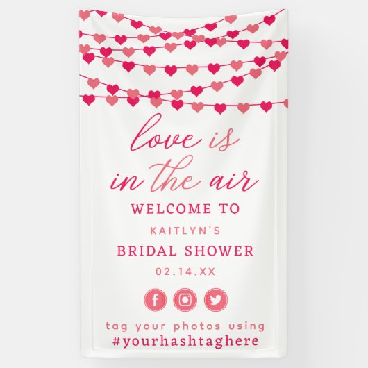 Hangende Hartjes Bruiloft Welcome Spandoek (Verticaal)