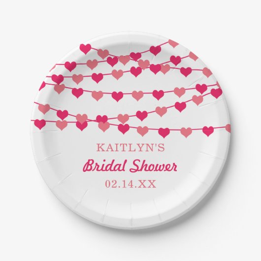 Hangende Hartjes Bruiloftfeest Papieren Bordje (Voorkant)