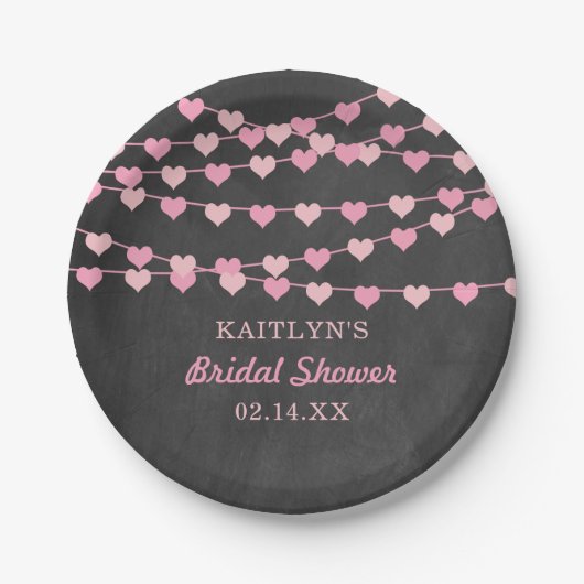 Hangende Hartjes Bruiloftfeest Papieren Bordje (Voorkant)