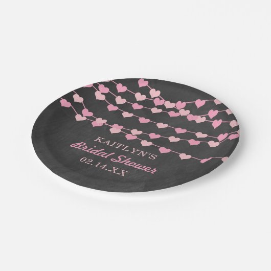 Hangende Hartjes Bruiloftfeest Papieren Bordje (Gekanteld)