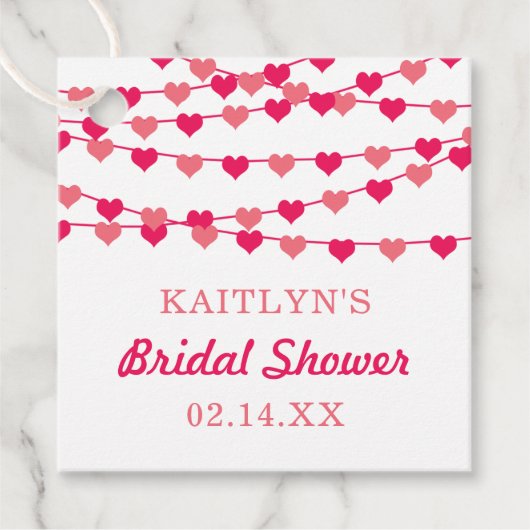 Hangende Hartjes Bruiloftsshower Bedankjes Labels (Voorkant)