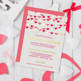 Hangende Hartjes Valentijnsdag Feest Folie Uitnodiging
