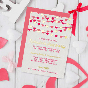Hangende Hartjes Valentijnsdag Feest Folie Uitnodiging