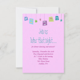 HANGENDE HEBREEUWSE LETTERS Ontvangstfeestkaart Kaart