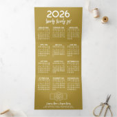 Hangende Kalender, Logo, Modern Gold Business Drieluik Wenskaart (Binnen)