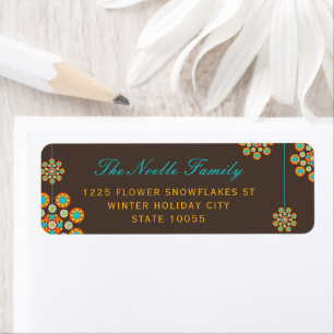 Hangende Kerstmis Sneeuwvlokken Bloem Chique Vakan Etiket
