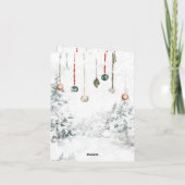 Hangende Kerstversiering Wintertafereel Prettig Ke Feestdagen Kaart (Achterkant)