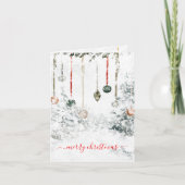 Hangende Kerstversiering Wintertafereel Prettig Ke Feestdagen Kaart (Voorkant)