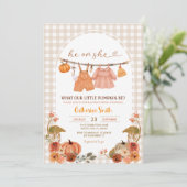 Hangende Kleding Pompoen Geslacht Onthullen Herfst Kaart (Staand voorkant)