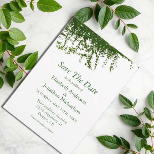 Hangende klimop groene bruiloft save the date