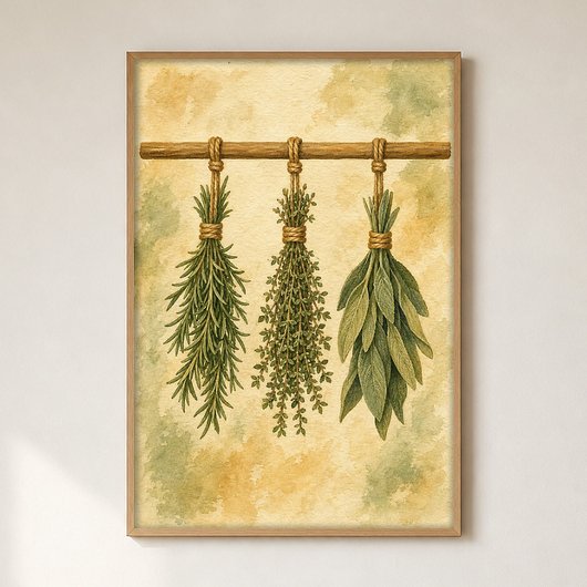 Hangende Kruidenbundels Watercolour Poster