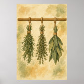 Hangende Kruidenbundels Watercolour Poster (Voorkant)