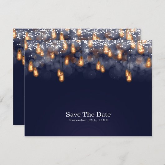 Hangende Lampen Rustiek Save the Date Aankondigingskaart (Voorkant / Achterkant)