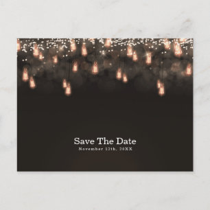 Hangende Lampen Rustiek Save the Date Aankondigingskaart